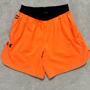 Under Armour Athletic Running Shorts Women Medium Orange Neon Performance Active